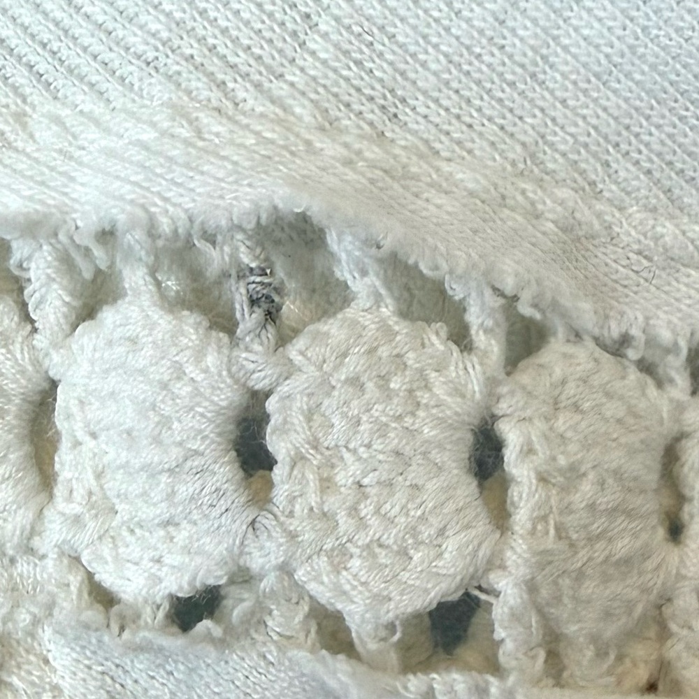 We The Free Luella Textured Waffle Knit Thermal White Crochet Top Shirt Ivory - Picture 11 of 12